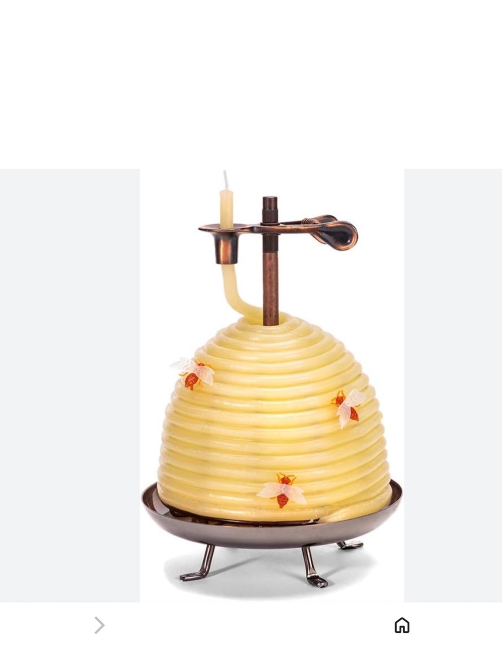 Beeswax Hive Drip Candle Footed Stand Yellow W/copper Metal footed stand/Clip